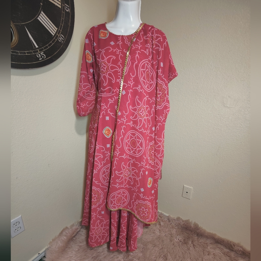 NWOT* Indian Kurti  With Pant Dupatta | Printed Rayon Readymade Kurtis Kurta